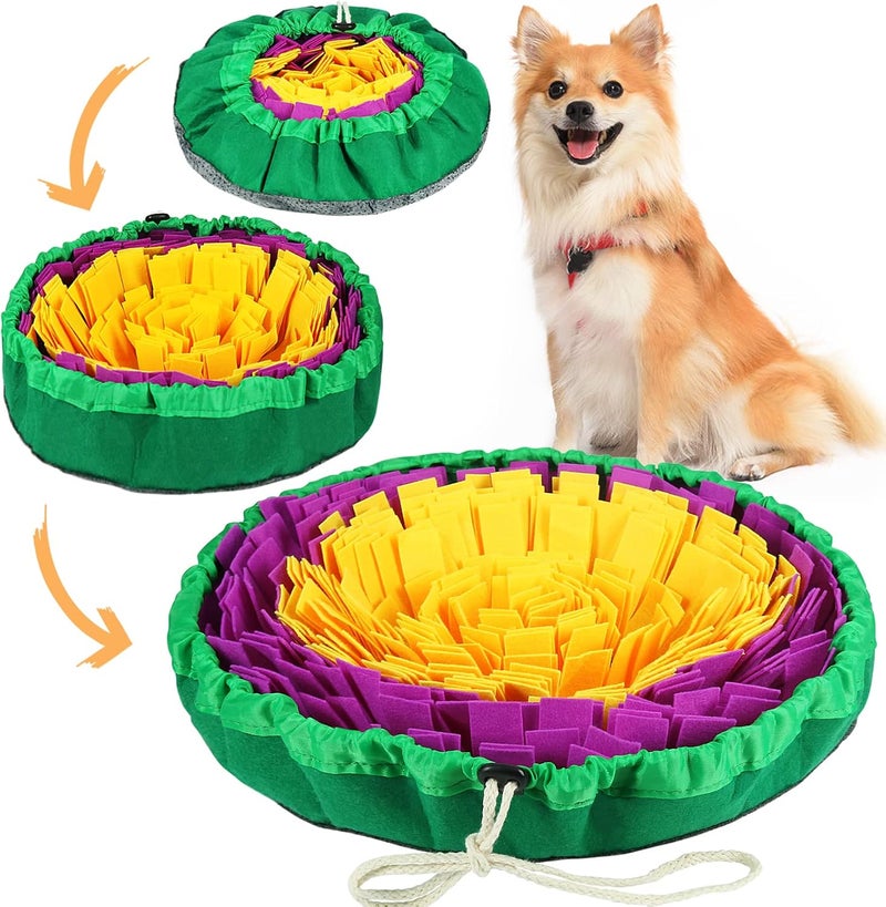 Vivifying Snuffle Mat for Dogs, Enrichment Dog Puzzle Toys for Slow Eating and Keep Busy, Adjustable Sniff Mat Encourages Natural Foraging Skills and Mental Stimulation(Yellow Purple) - Image 1